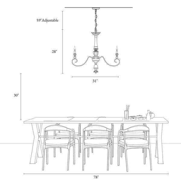 LNC Farmhouse Antique Wood Candlestick Island Chandelier