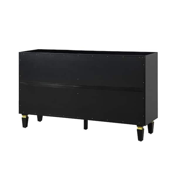 JAYDEN CREATION Beatrice Black 61 in. Wide Sideboard with Solid