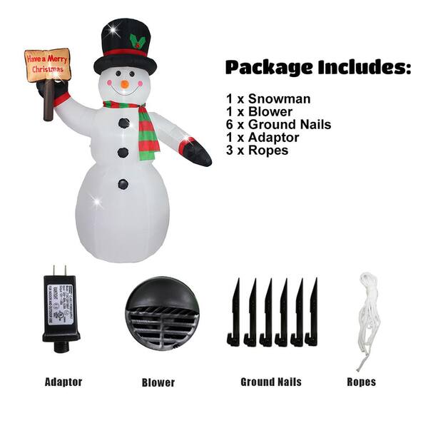 JOYDECOR 8 ft. Pre-Lit Built-In LED Snowman Christmas Inflatable