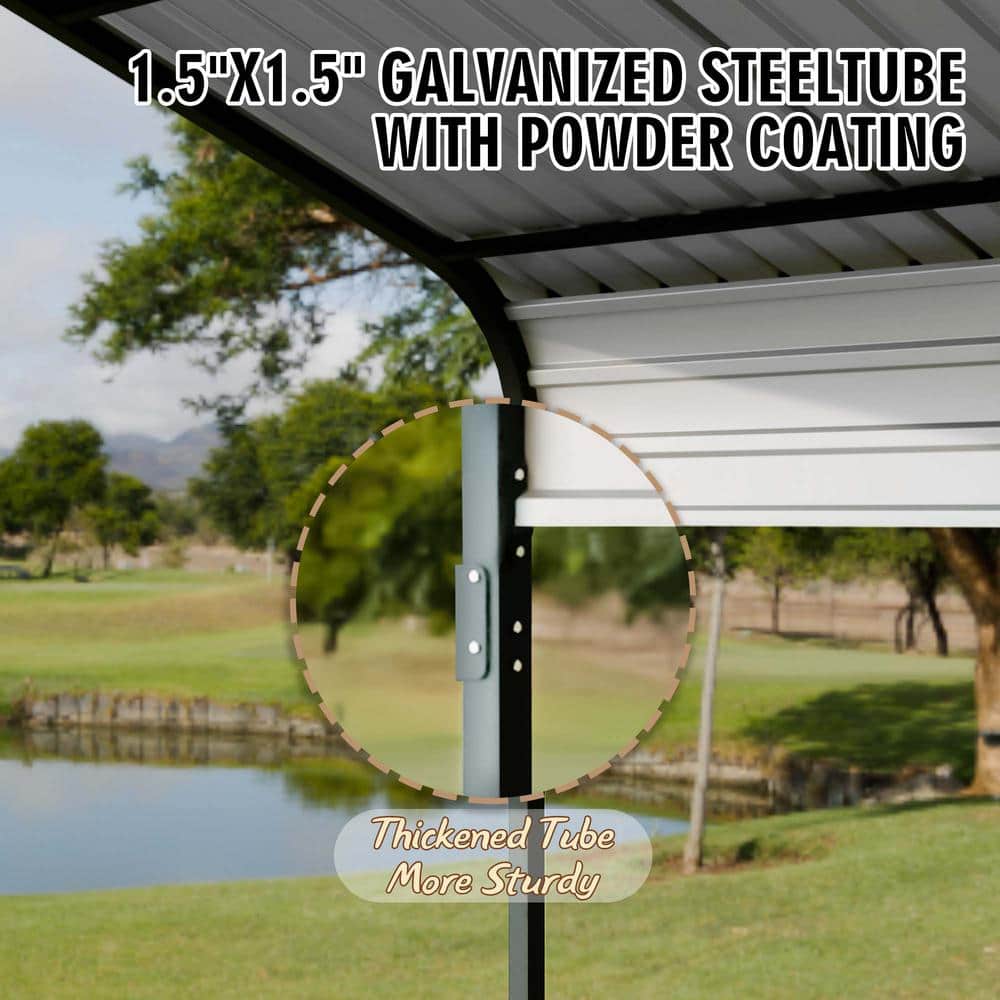 12' x 20' Gray Metal Arch Roof Carport