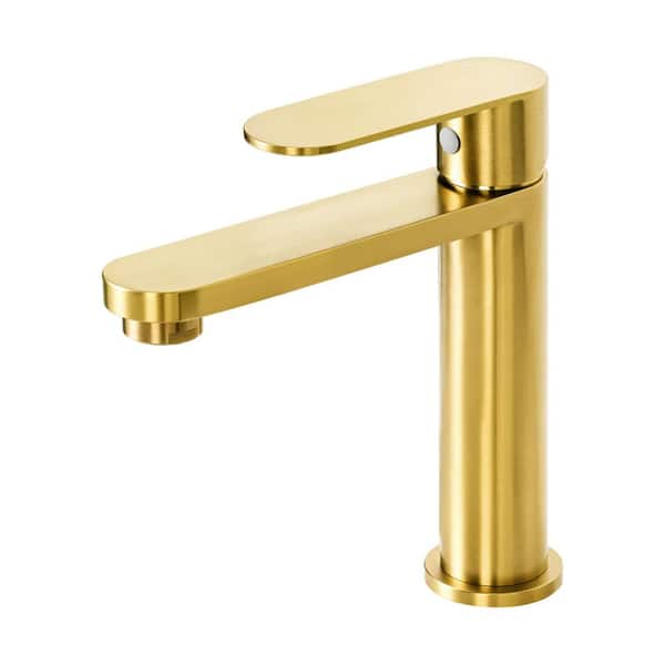 Akicon Single Handle Single Hole Bathroom Faucet in Brushed Gold