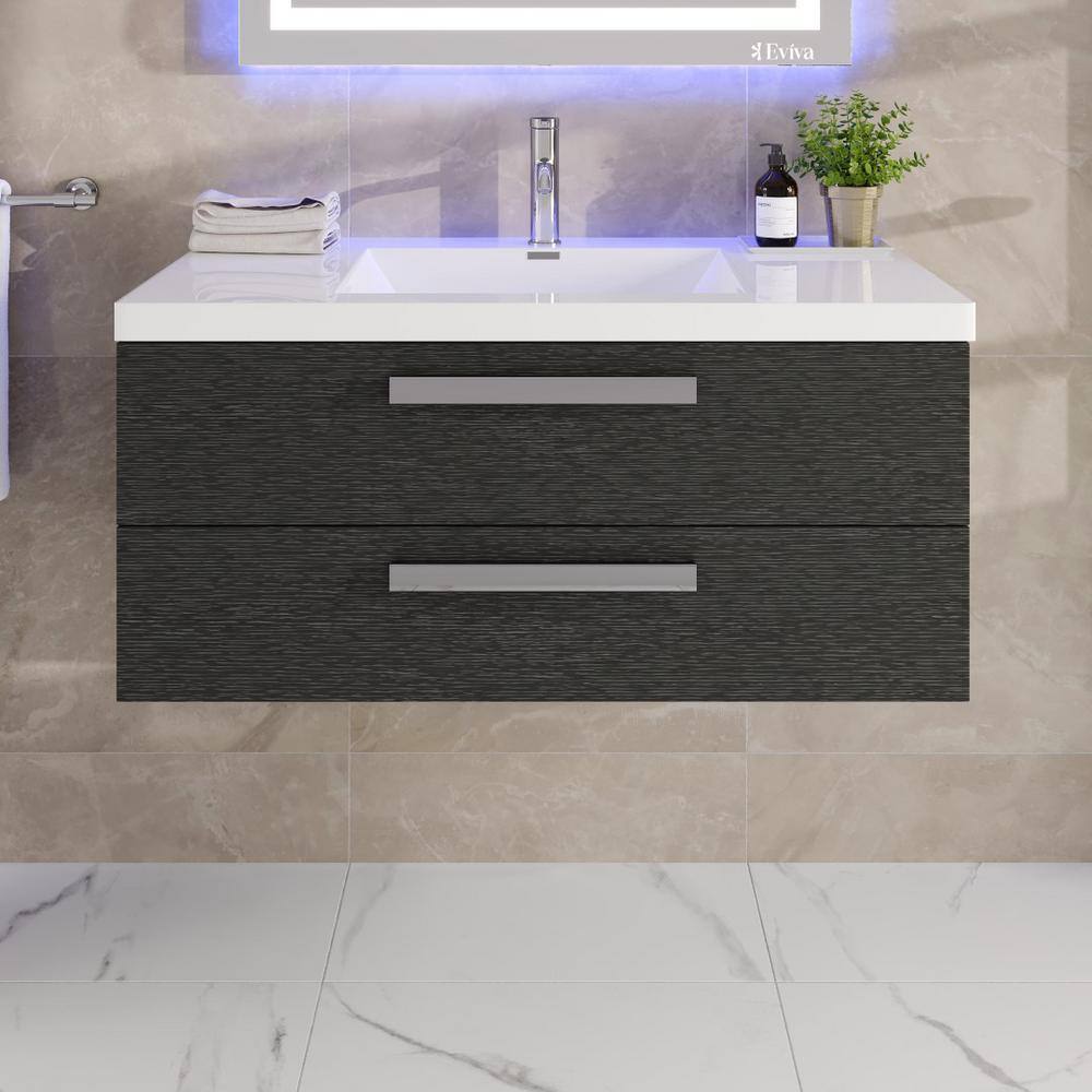Surf 36 in. Single Sink Floating Blackwood Bath Vanity with White Acrylic Top (Assembled) price history on PriceWatchPro