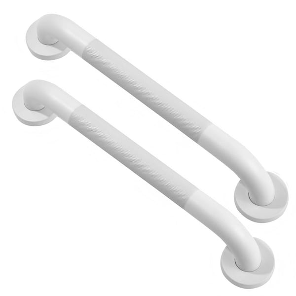 2 Pack 16 in. White Bathroom Grab Bar, Stainless Steel Anti Slip Shower Grab Bars, Handicap Shower Grab Bar for Seniors