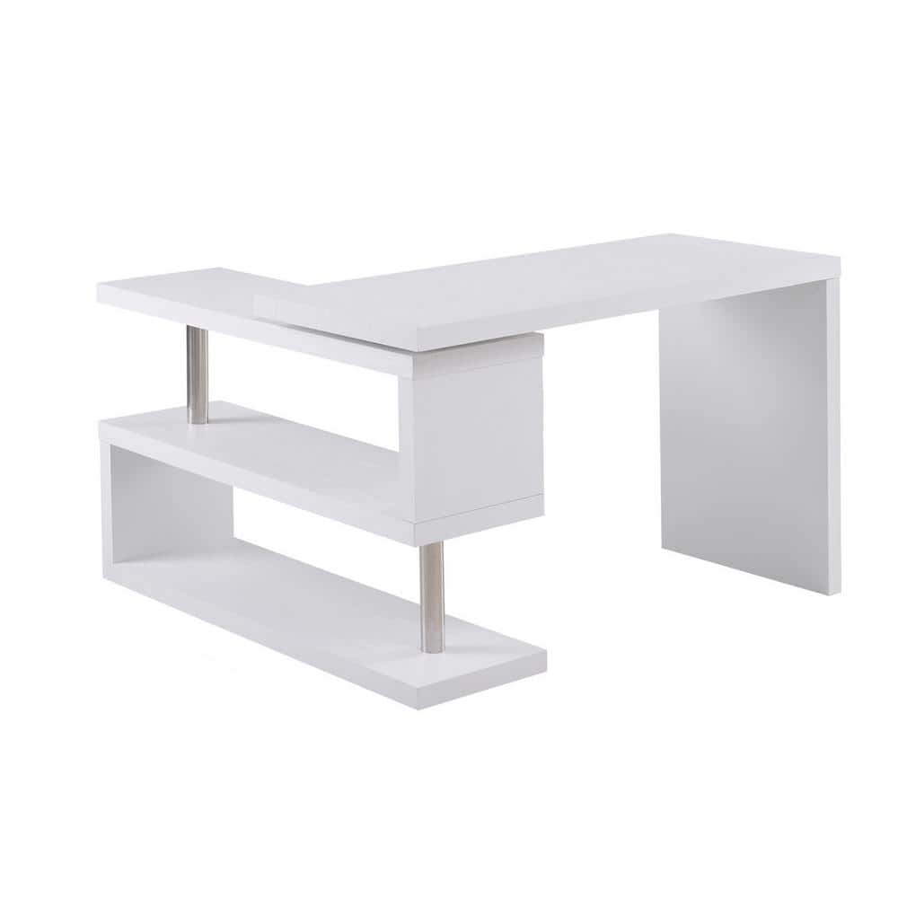 HOMCOM 75.5 in. in L-Shaped White Writing Computer Desk with Storage Shelf -  831-012V01WT