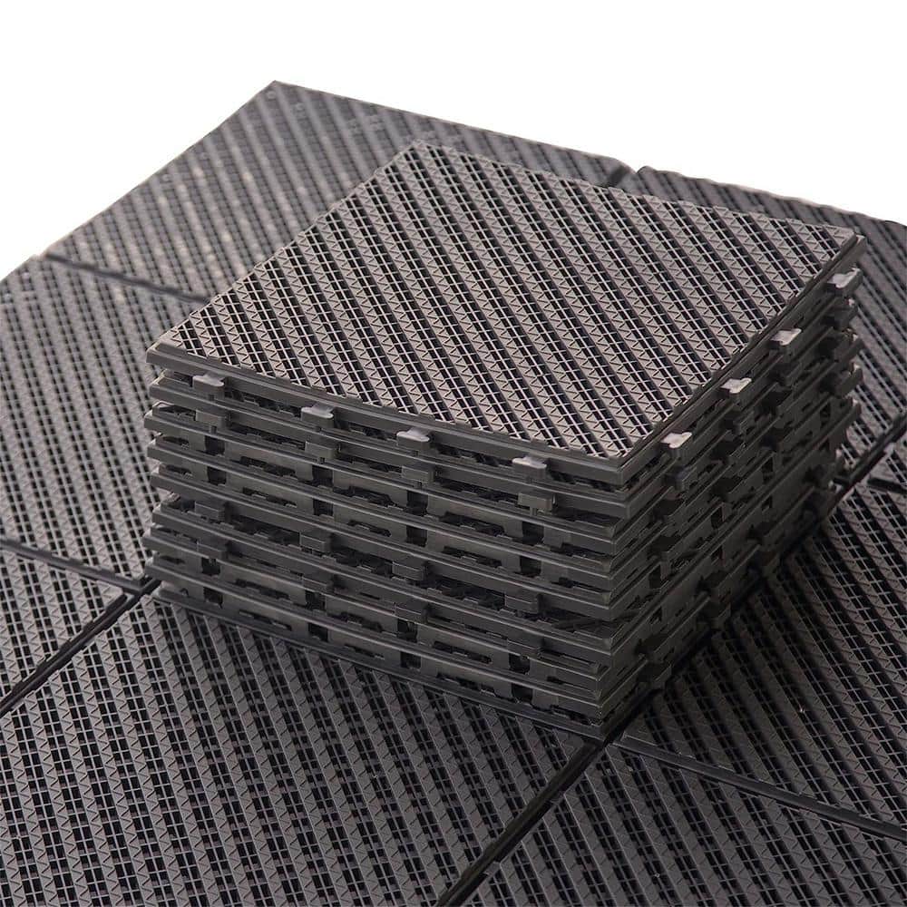 Interlocking Deck Tiles, 9-Pack Outdoor Flooring, 12 in. x 12 in. Plastic Deck Tiles Outdoor All Weather Use Dark Brown price history on PriceWatchPro