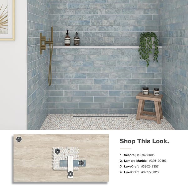Daltile Lamora Marble Coastal Blue 11 in. x 13 in. Glazed Ceramic