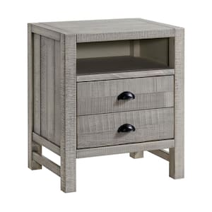 Windsor 2-Drawer Driftwood Gray Wood Nightstand 25 in. H x 22 in. W x 17 in. D