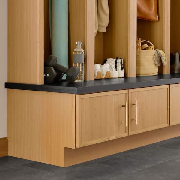 Leyton 36 in. W x 24 in. D x 16.5 in. H Ready To Assemble Plywood Slim Shaker Bench Base Kitchen Cabinet in White Oak