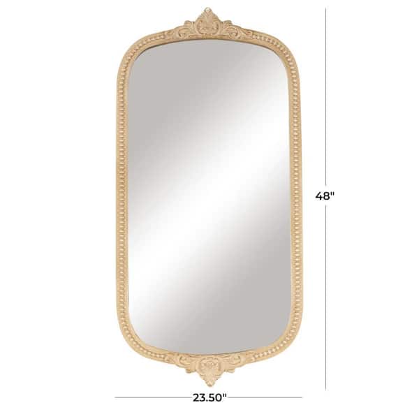 Marie 48 in. W x 24 in. H Oval Frameless Bronze Scroll Wall Mirror with Beaded Frame
