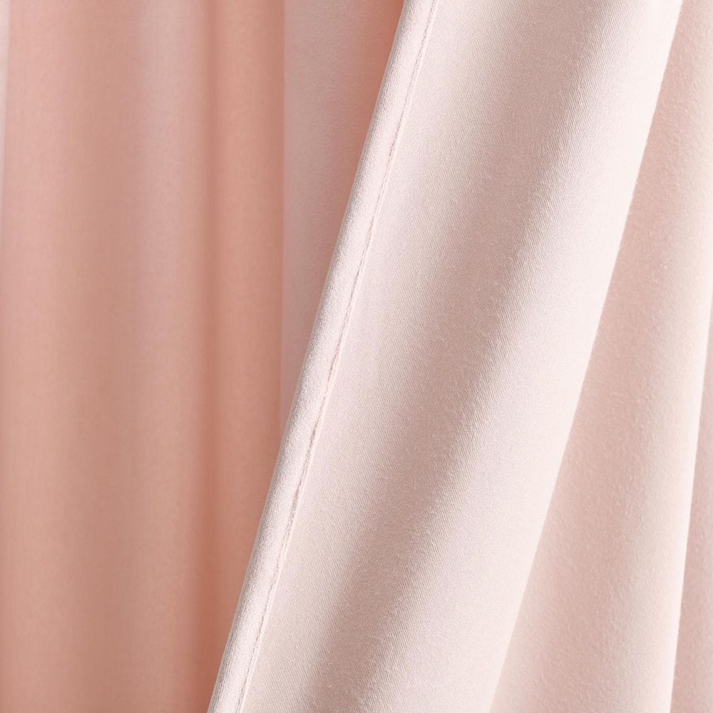 Blush Velvet Blackout Pleated Twin Curtains, 2-Piece Set
