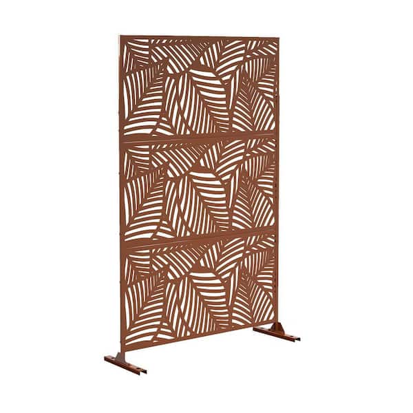 Tidoin 6.33 ft. H x 3.93 ft. W Brown Laser Cut Privacy Mesh Screening Garden Metal Fence Panel
