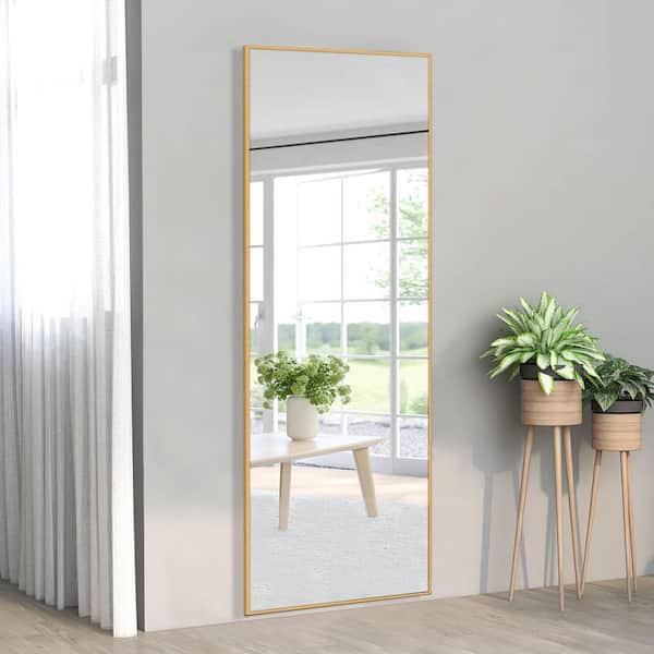 HomeRoots 21.3 in. W x 64.2 in. H Classic Rectangle Framed Gold Vanity Mirror