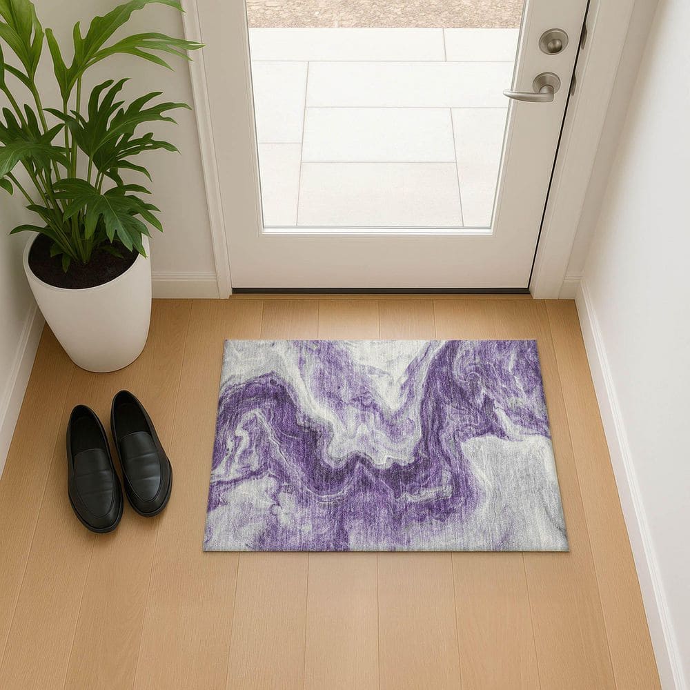 Mayfield Premium Machine Washable Abstract AMF1706 Purple 2 ft. x 3 ft. Area Rug price history on PriceWatchPro