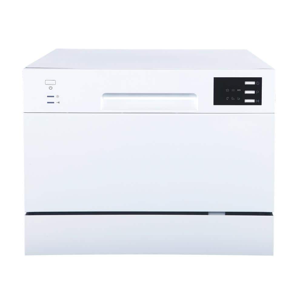 21 in. Front LED Control Countertop Dishwasher in White with 6-Cycles, 6 Place Settings Capacity and 55dBA