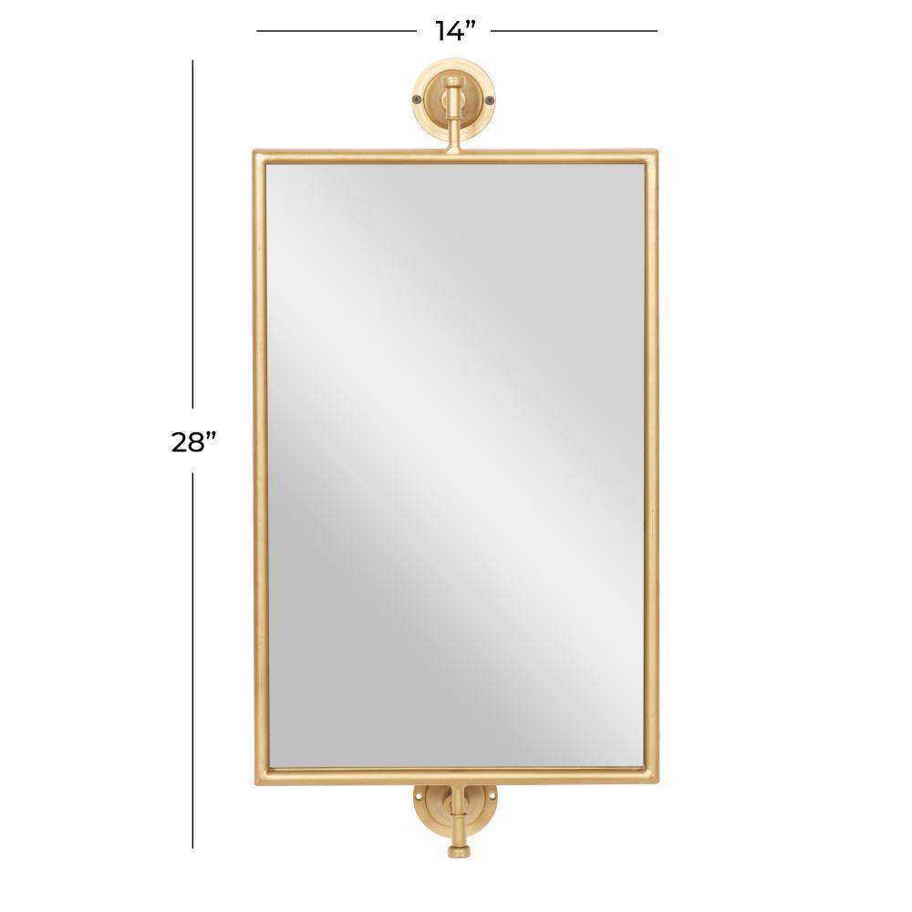 Rustic Gold & Wood Rectangular Wall Mirror 14" x 28"