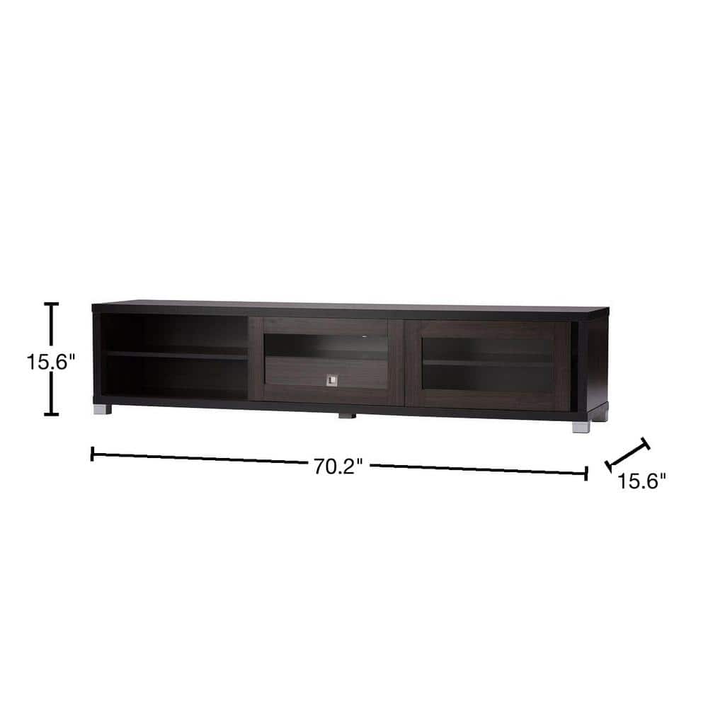 Beasley 70" Dark Brown Engineered Wood TV Cabinet with Sliding Doors