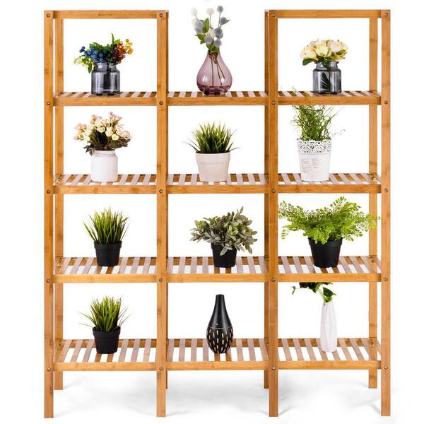 Costway 4 Tier Folding Metal Shelf Plant Stand Storage Open Shelf Corner Display Rack