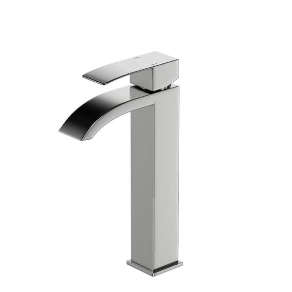Aosspy Single-Handle Single Hole Bathroom Faucet in Brushed Nickel