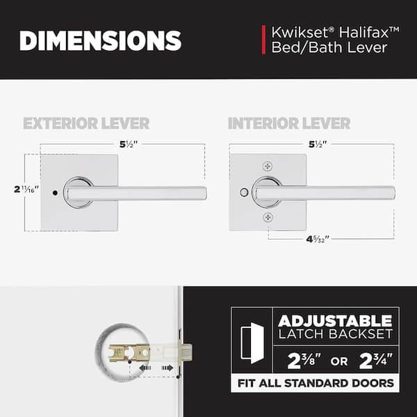 Kwikset Halifax Square Polished Chrome Privacy Bed/Bath Door