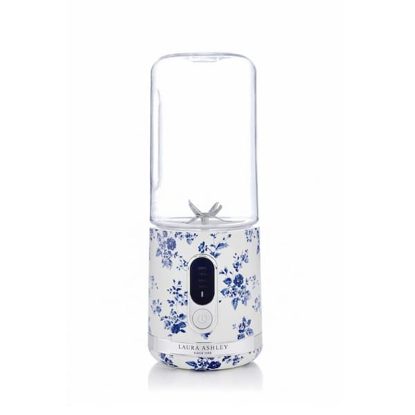 Laura Ashley VQ - 15 Oz. Single Speed China Rose Cordless Portable Smoothie Blender with USB Charging Port