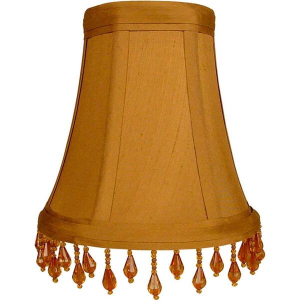 Finishing Touch Stretch Sable Pure Silk Chandelier Shade with Amber Beaded Trim