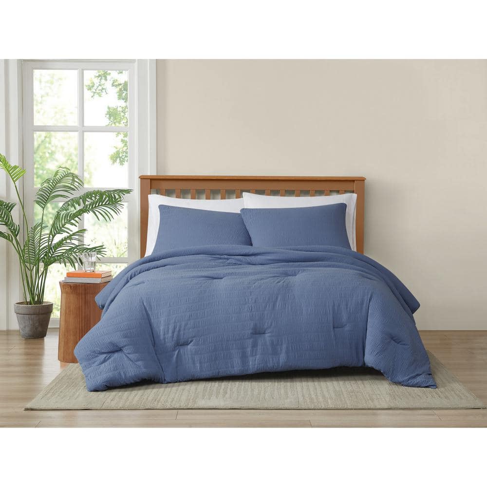 Blue Twin Microfiber Down Alternative Bedding Set