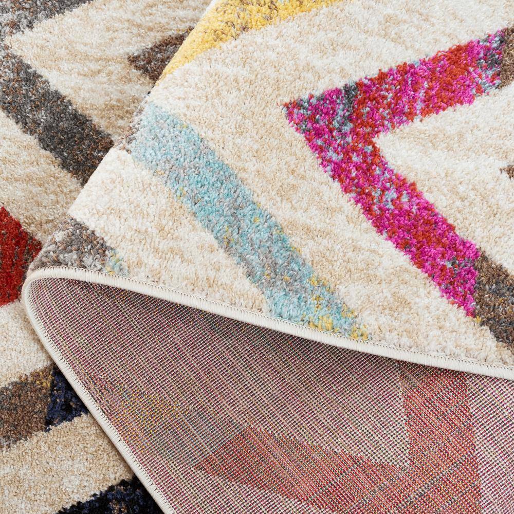 Ivory Multicolor Chevron Pattern Synthetic Area Rug