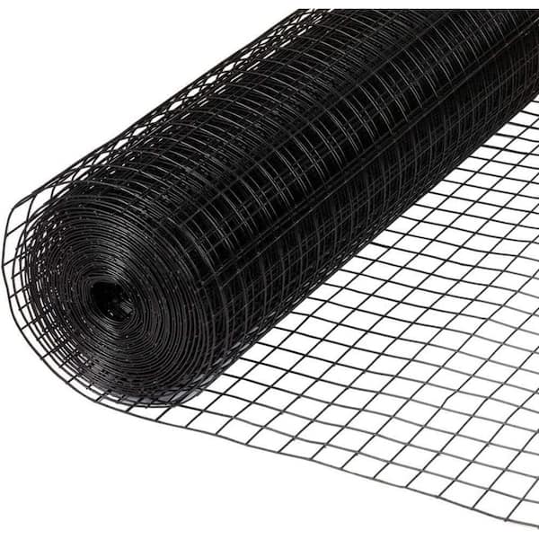 2 ft. x 50 ft. 16-Gauge Black PVC Coated Welded Wire Fence with 1/2 in. x 1/2 in. Mesh