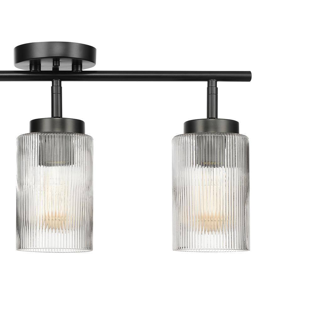 Matte Black 22" Track Lighting Kit with Ribbed Glass Shades
