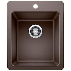 Drop-in/Undermount Granite Composite 17 in. Single Bowl Bar Sink in Brown