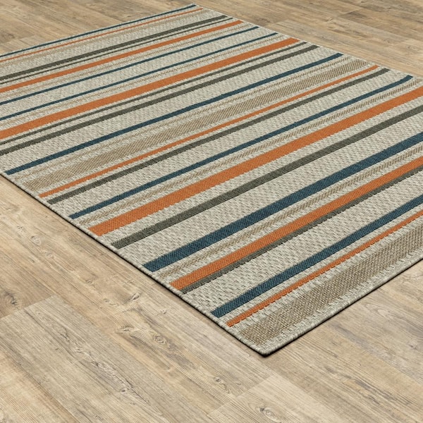Bermuda Multi-colored 7 ft. x 9 ft. Stripe Indoor/Outdoor Patio Area Rug