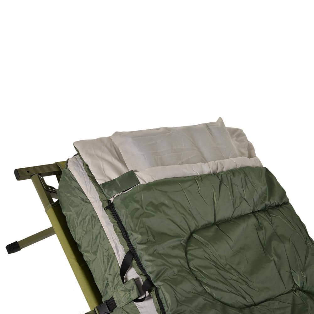 Green Portable Camping Cot Tent with Air Mattress and Sleeping Bag