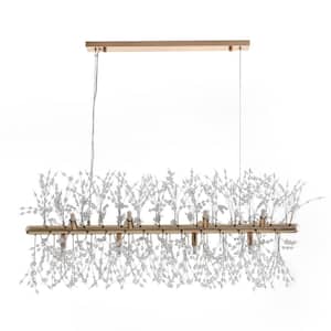Eli 12-Light Dimmable Gold Linear Starburst Chandelier with 83 Crystal Strands