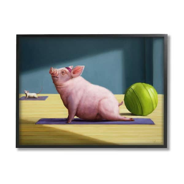 Stupell Industries Pink Pig Doing Yoga Upward Facing Hog by