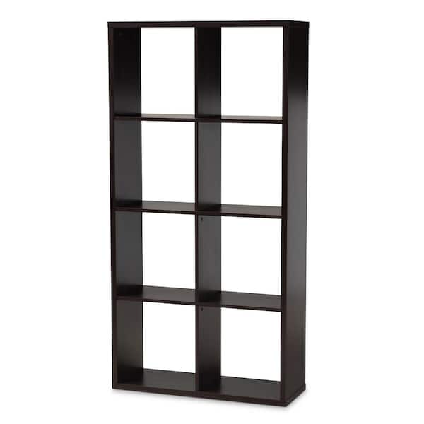 Baxton Studio 62.17 in. Dark Brown Wood 8-shelf Standard Bookcase with Open Back