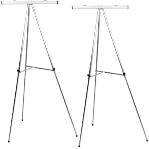 Excello 70 in. Aluminum Flip Chart Presentation Easel Stand with Telescoping Legs, Silver (2-pack)