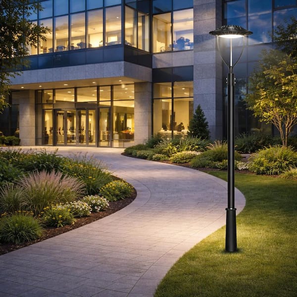 J&H LED 80-Watt Black Aluminum LED Post Top Light, 400-Watt