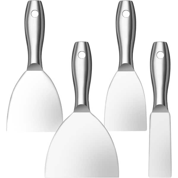 KIWDZFU 1.5, 3, 4,6 in. Stainless Steel Putty Knife Scraper for Spreading Drywall Spackle and Mud, Taping, 4-Pack