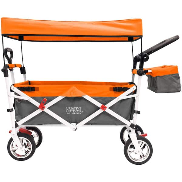 Unbranded 3.4 cu.ft. Metal Folding Garden Cart Silver Series in Orange