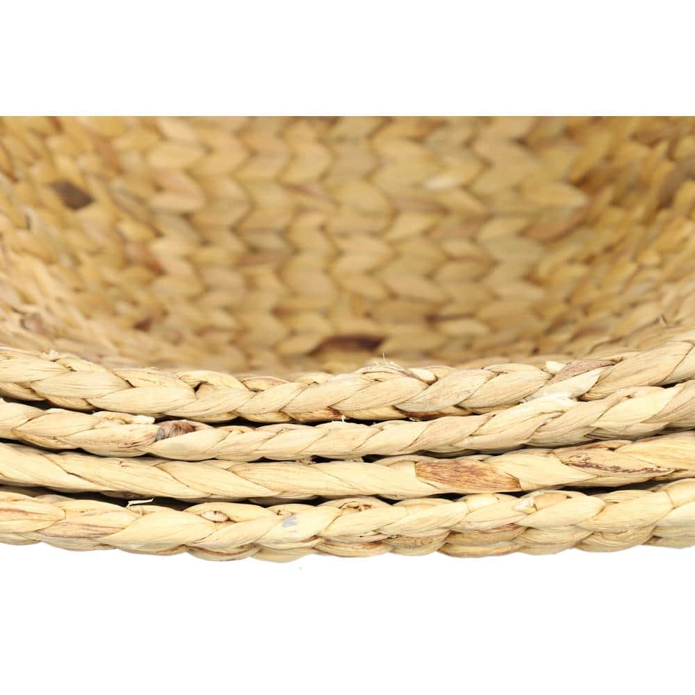 Brown and White Seagrass Oval Storage Basket Set