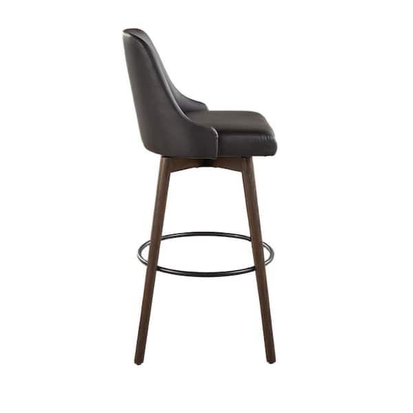 LumiSource Marcel 30.75 in. H Black Faux Leather, Glazed Walnut