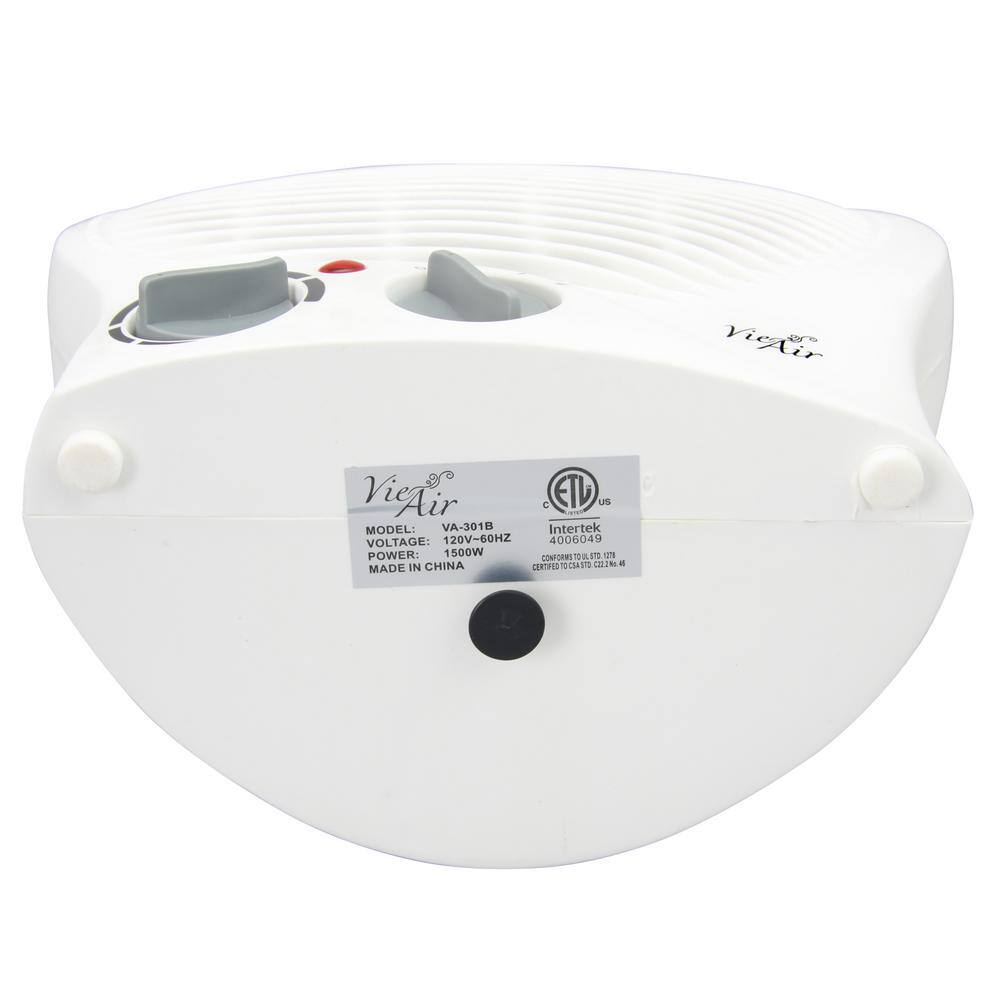 White Compact Ceramic Electric Heater with Thermostat and Safety Features