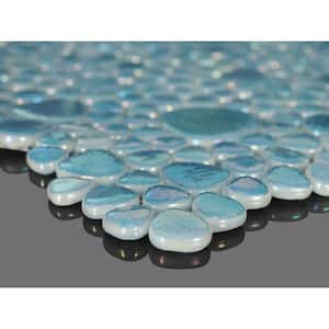 Glass Tile Love Selfless 12" x 12" Teal Mix Pebble Mosaic Glossy Glass Wall, Floor, Tile (10.76 sq. ft./13-Sheet Case)