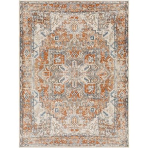 Lillian Charcoal/Dark Brown 9 ft. x 12 ft. Medallion Machine-Washable Indoor Area Rug