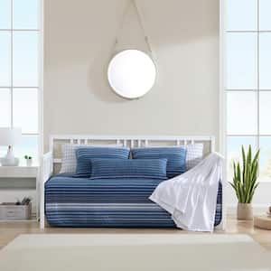 Coveside 4-Piece Blue Cotton Bonus 39 in. x 75 in. Daybed Quilt Set
