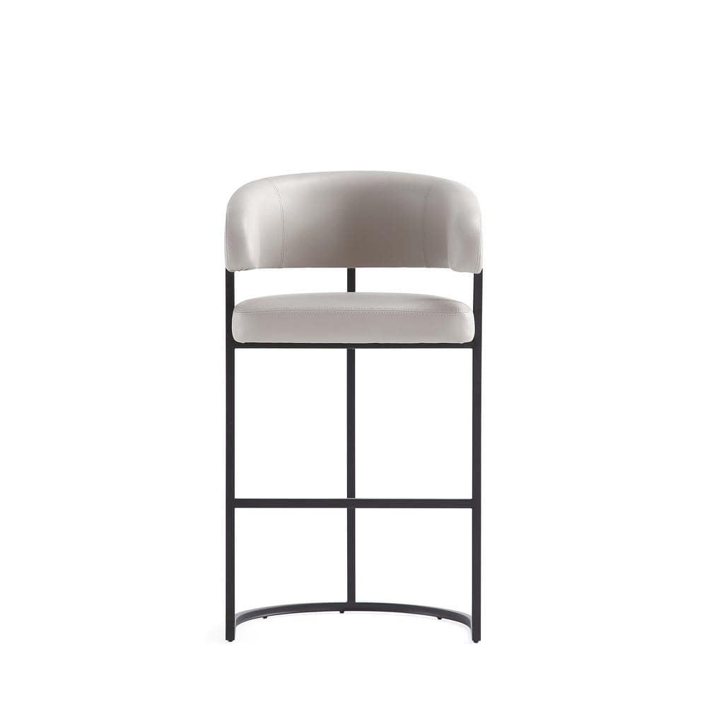 Augusta Light Gray Leatherette Upholstered Barstool with Metal Frame