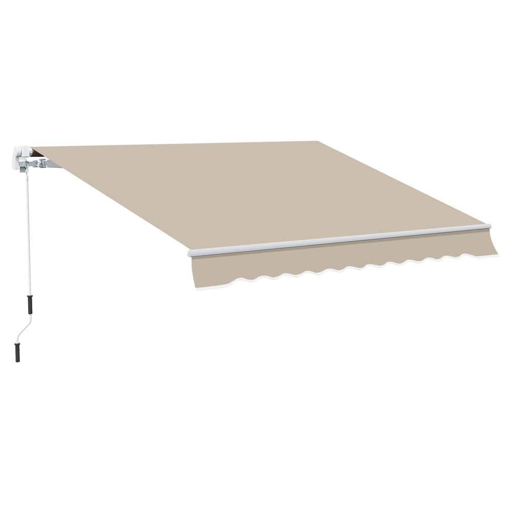 13 ft. W x 8 ft. D Retractable Awning, Sunshade Shelter w/ Manual Crank Handle, Water-Resistant Fabric for Deck, Beige price history on PriceWatchPro