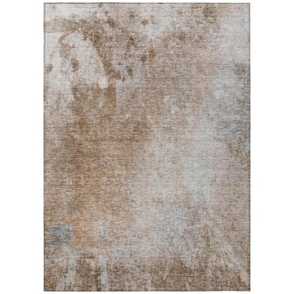 Brown and Off White 10 ft. x 14 ft. Woven Abstract Rectangle Indoor/Outdoor Area Rug