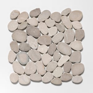 Sliced Pebble Tile Tan 11-1/4 in. x 11-1/4 in. x 9.5 mm Mesh-Mounted Mosaic Tile (9.61 sq. ft. / case)