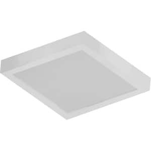 10 in. 1-Light White Integrated LED Indoor Mini Square Ceiling Flush Mount/Wall Mount Sconce - White Acrylic Square Lens